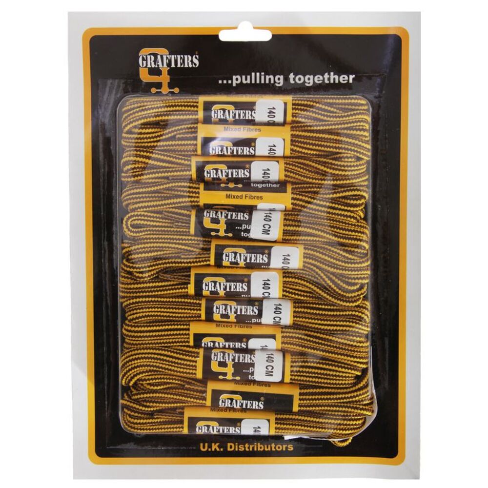Grafters Round 55in Boot Laces (Pack 0f 12) / Chocolate/Gold